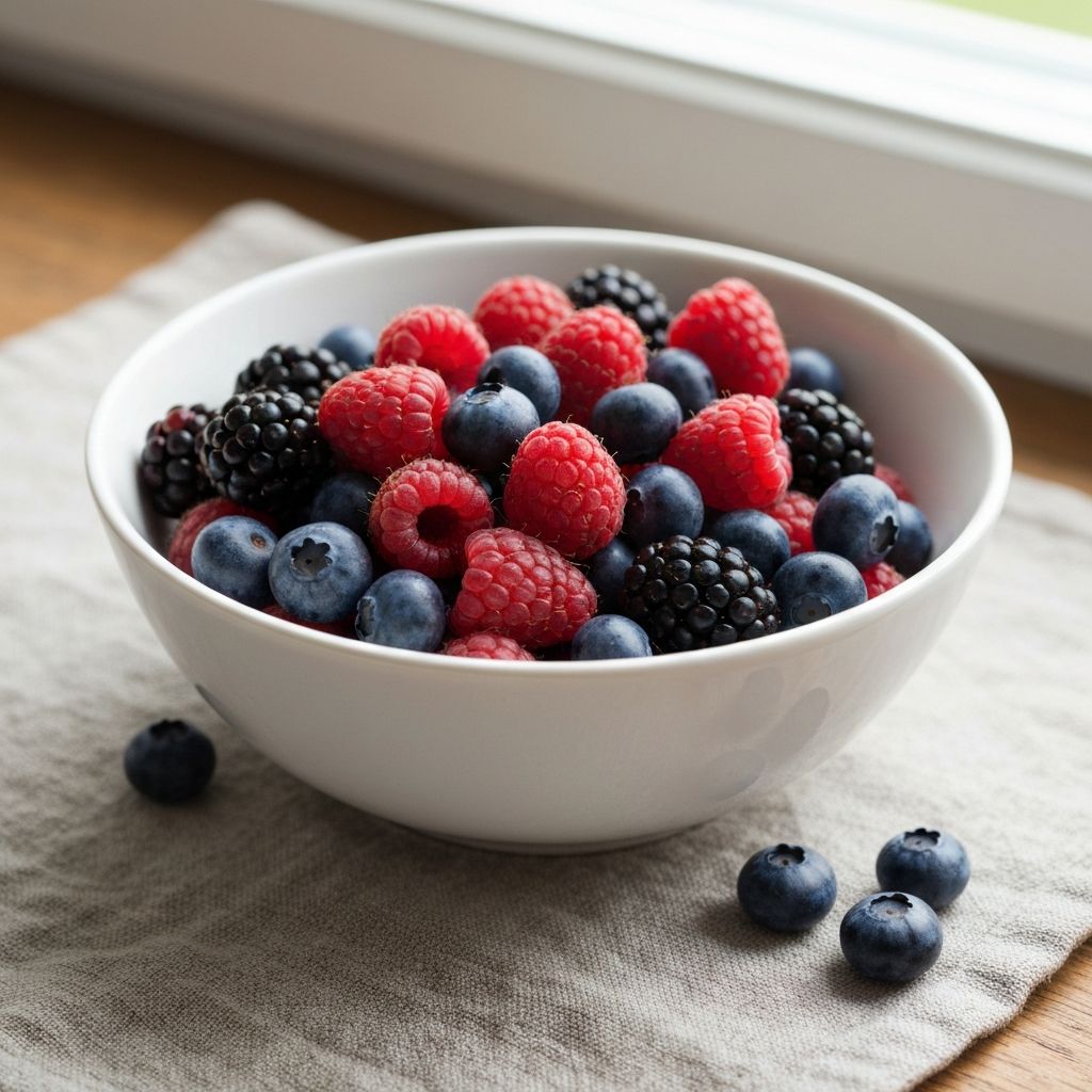 Świeże jagody w białej misce